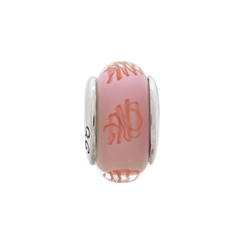Sterling Silver Reflections Pink/Red Scribbles Hand-blown Glass Bead_voghion.com