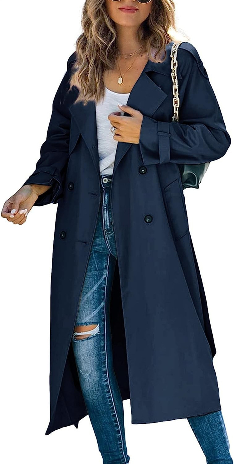 Women's autumn and winter windbreaker coat with lining_voghion.com
