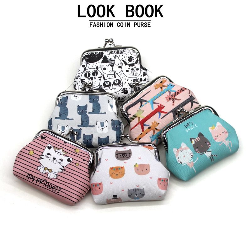 Kitten Printed Change Bag Cartoon Wallet Ladies Coin Bag Children's Handle Creative Bag_voghion.com