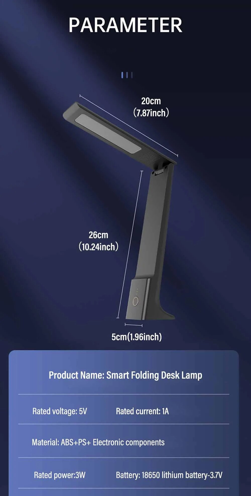 LED Folding Desk USB Charging Touch Control Dimmable Desktop Eye Protection Reading Study Office Bedroom Bedside Lamp_voghion.com
