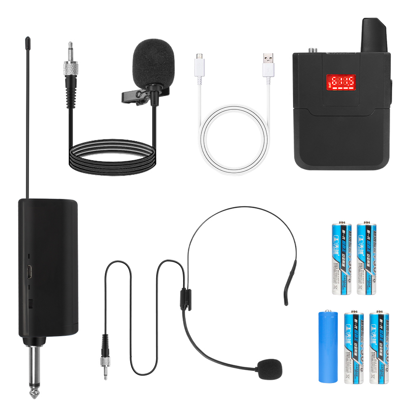 Kabellos Reversmikrofonsystem Headsetmikro mat Bodypack-Transmitter Mini-Empfänger 30 Kanäl 164FT Reechwäit fir_voghion.com