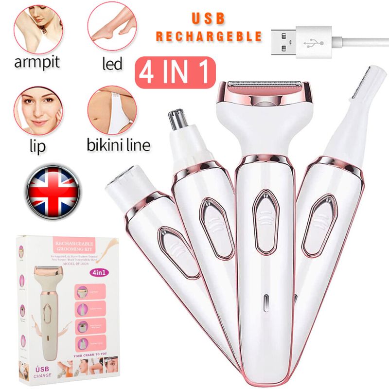 4 in 1 Elektrische Frauen Lady Shaver Haar Arm Bein Bikini Gesicht Remover Razor Trimmer_voghion.com