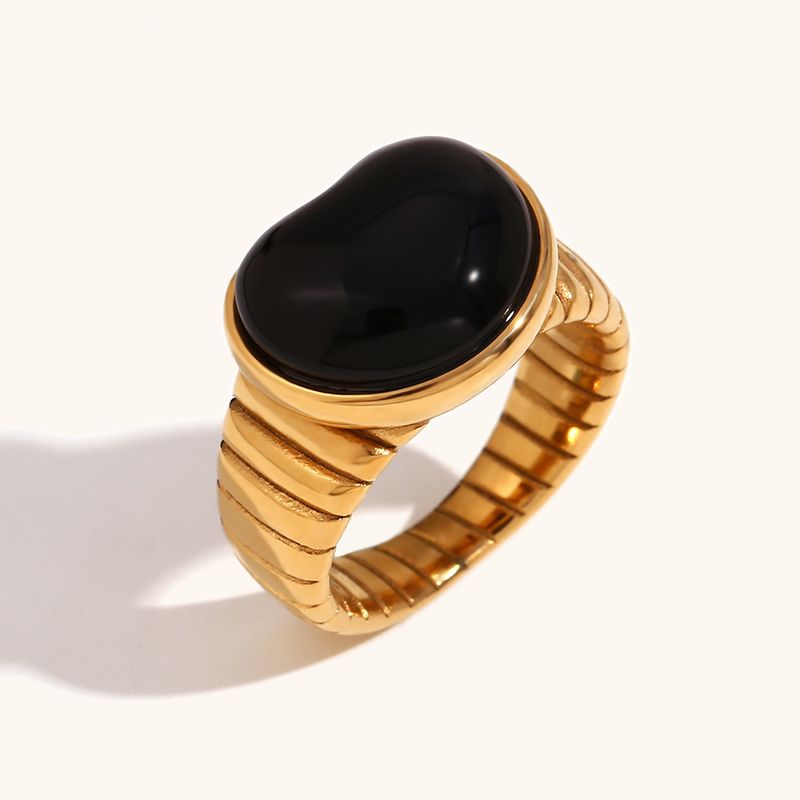 Collana con ciondolo a forma di cuore in pietra naturale onice nera placcata oro, in acciaio inossidabile, alla moda, per donna_voghion.com