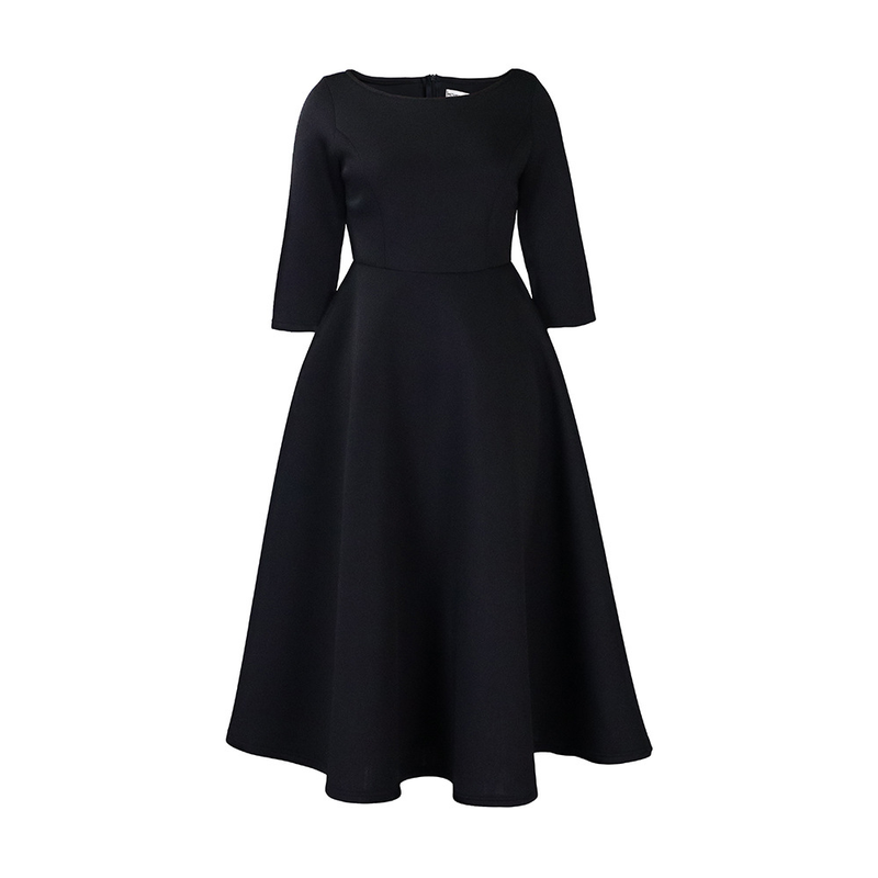 Women's solid color large swing skirt temperament evening dress skirt_voghion.com