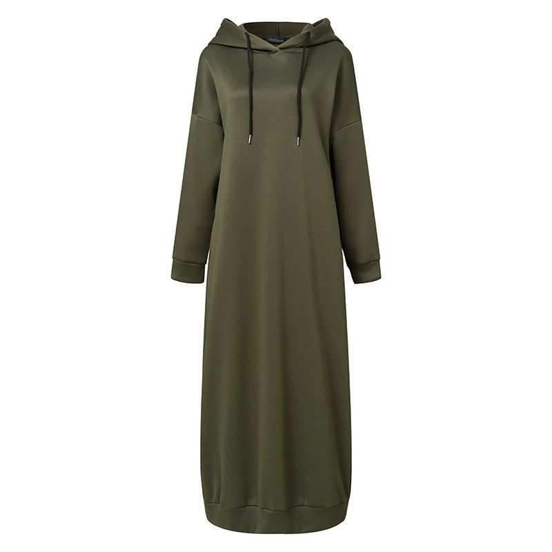 Women's Clothing Solid Color Fur Plush Fabric Hooded Drawstring Loose Casual Pocket Long Sleeved Sweatshirt_voghion.com