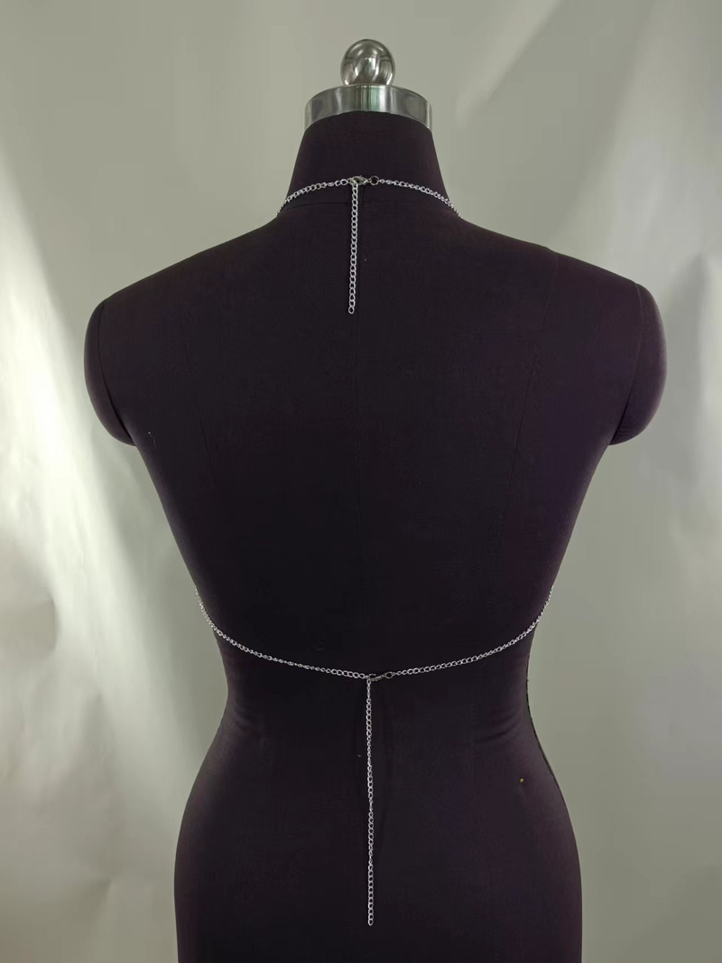 FB3400 Gilet europeo e americano, lenzuolo piatto, tessuto con paillettes, piccolo anello collegato appeso al collo, scollo a V, top avvolgente, piccolo gilet_voghion.com