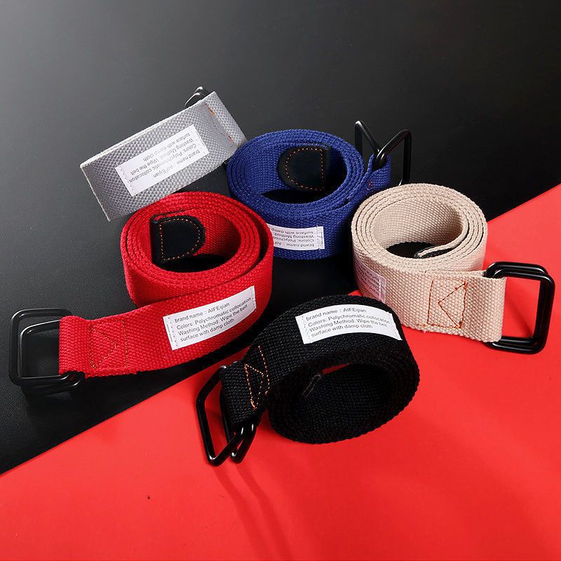 Fivela de anel duplo, tecido unissex, versão coreana, cinto decorativo versátil, mais vendido_voghion.com
