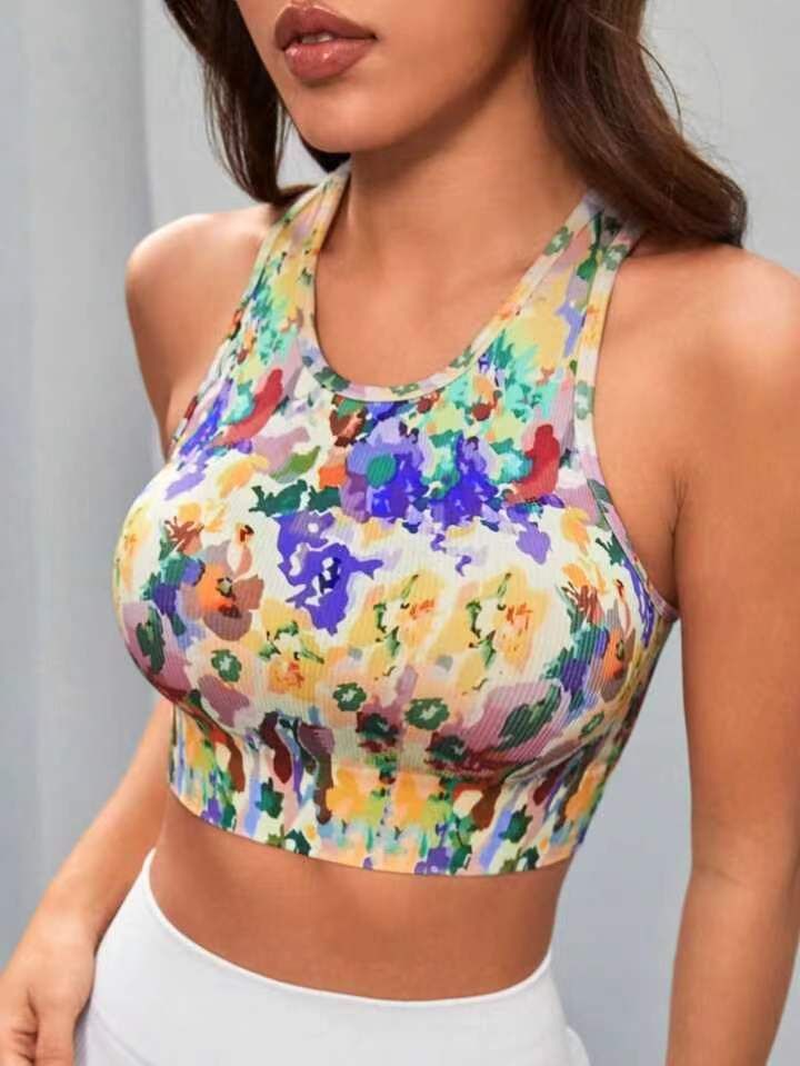 Reggiseno sportivo tie-dye senza cuciture per donna - Top da yoga ad alto impatto con tessuto traspirante e traspirante, design con schiena incrociata di supporto_voghion.com