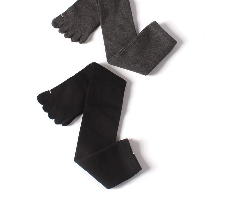 Chaussettes hautes quatre saisons pour étudiantes, longues jambes, cinq doigts, pour femmes, chaussettes chaudes en coton à bout fendu_voghion.com