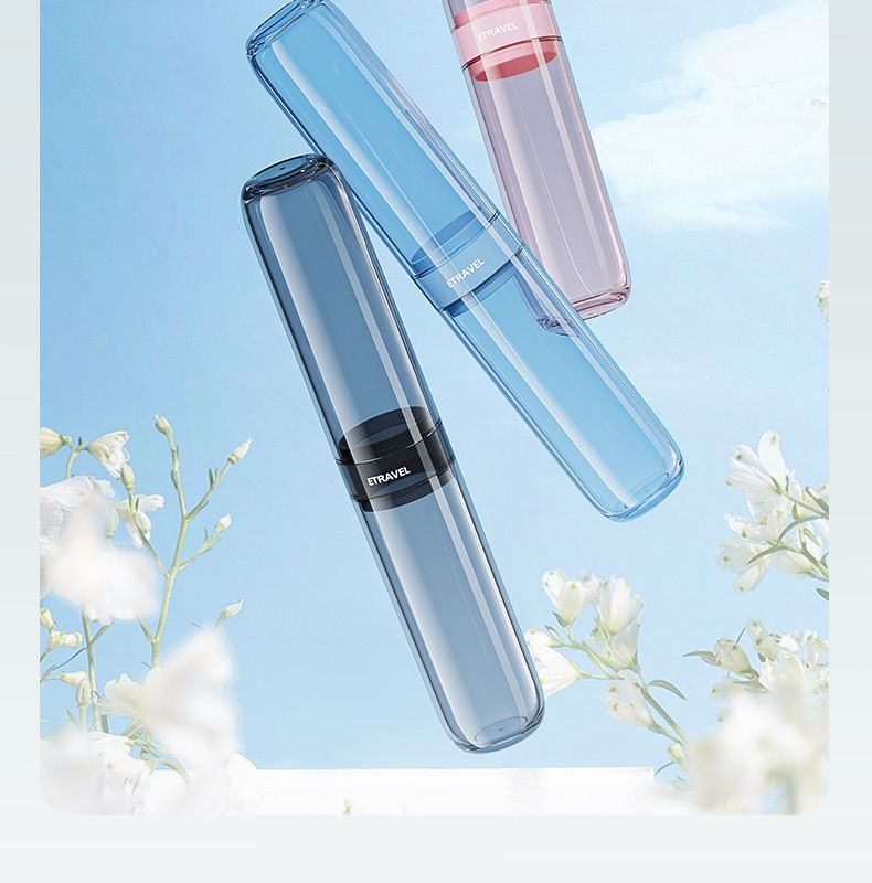 Multi-Purpose Toothbrush Holder With Foldable Cup, Leak-Proof & Compact Storage For Bathroom, Travel, And Dorm Organization_voghion.com