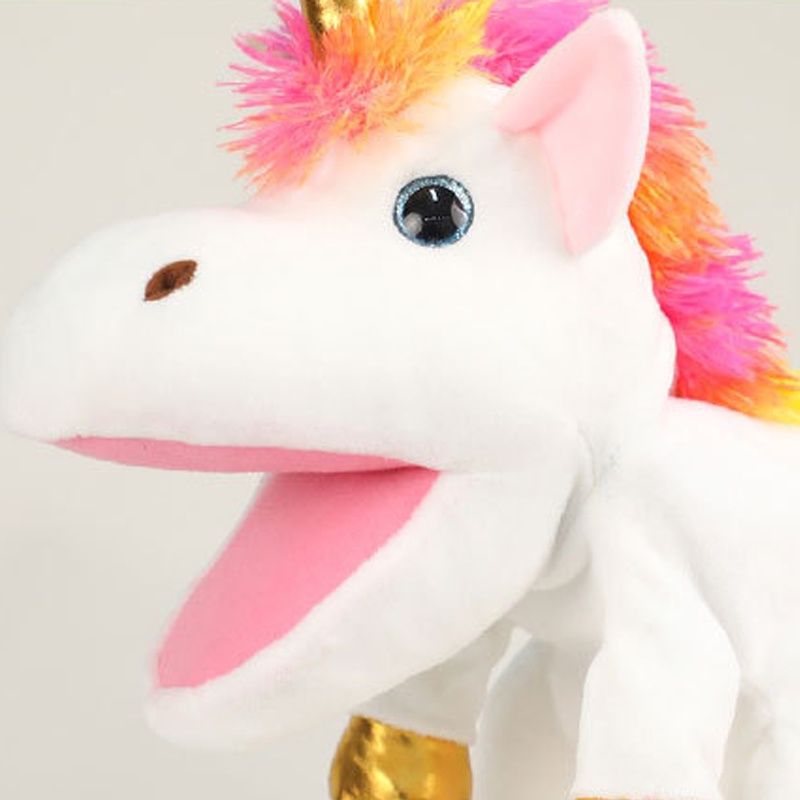 Plüsch-Einhorn-Handpuppe, weiches und kuscheliges Rollenspiel-Spielzeug für Kinder_voghion.com