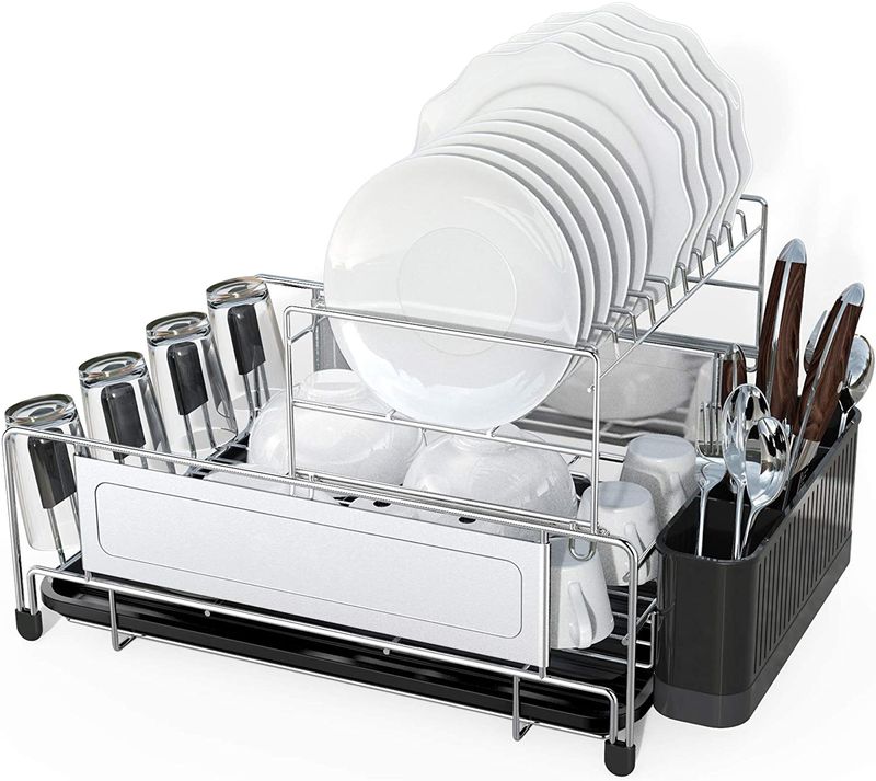 Kitchen dish storage rack bowl and chopstick rack drain rack stainless steel multifunctional tableware rack knife rack_voghion.com