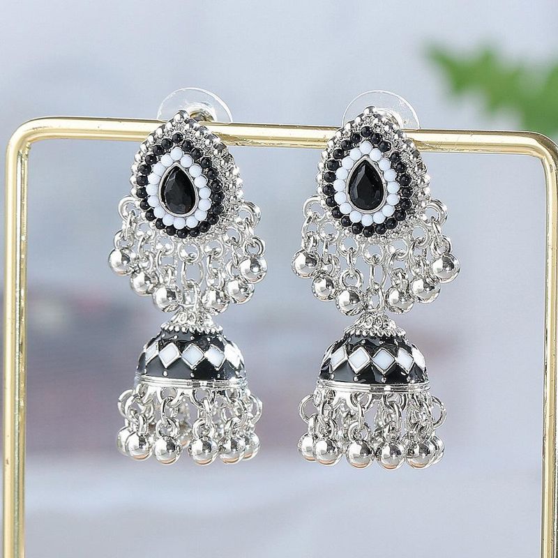 Perline colorate bohemien Orecchini etnici Orecchini da donna 2024 Moda Lanterna smaltata Orecchini lunghi Gioielli da sposa indiani Jhumkas_voghion.com