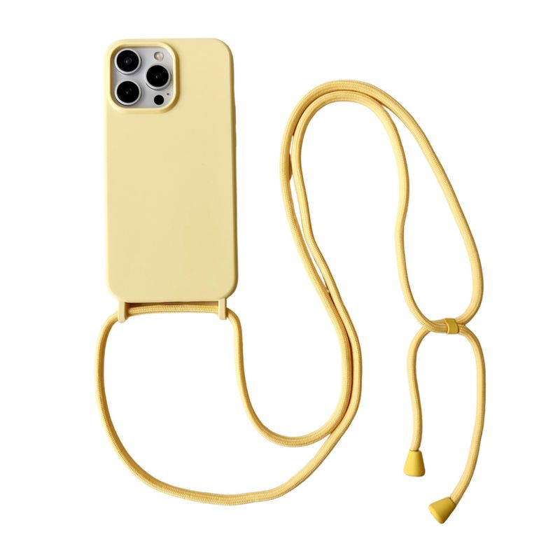 Ins Korean Liquid Silicone Crossbody Strap Suitable For IPhone 16 Phone 15Promax All Inclusive Soft Case 14_voghion.com