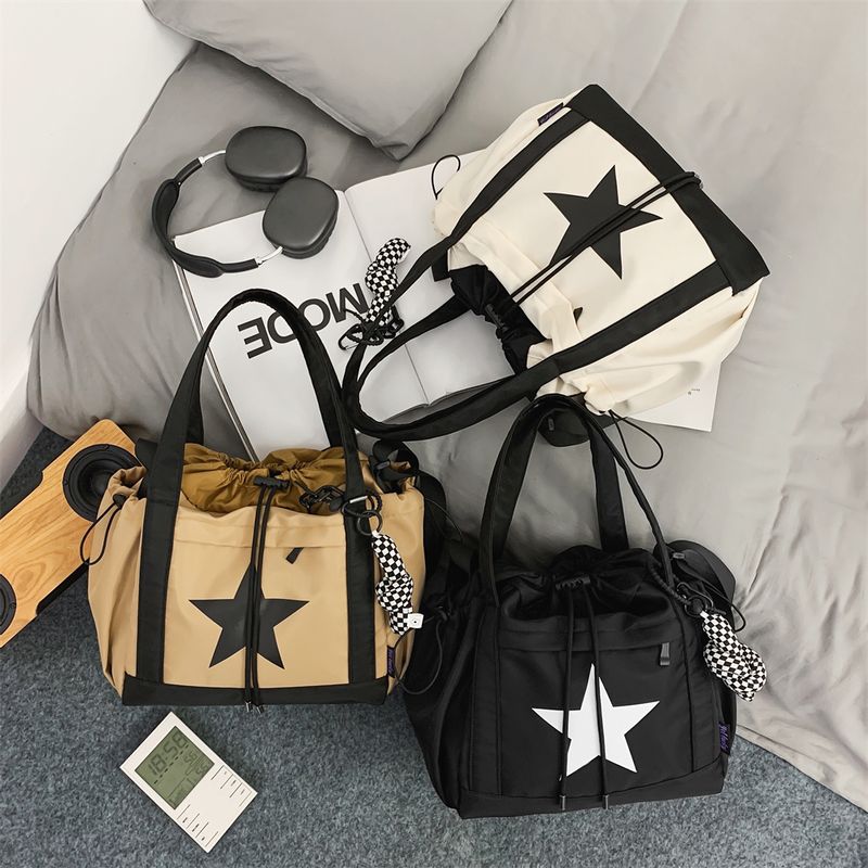 Pentagram Prints Nylon Fabric Crossbody Bags For Women Splash-proof Unisex Handbag Big Capacity Shopper Shoulder Bucket_voghion.com