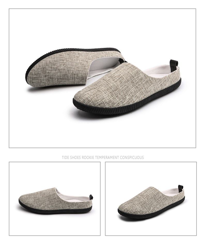 Sommer Atmungsaktive Freizeit-Slipper aus Segeltuch mit geschlossener Zehenpartie_voghion.com