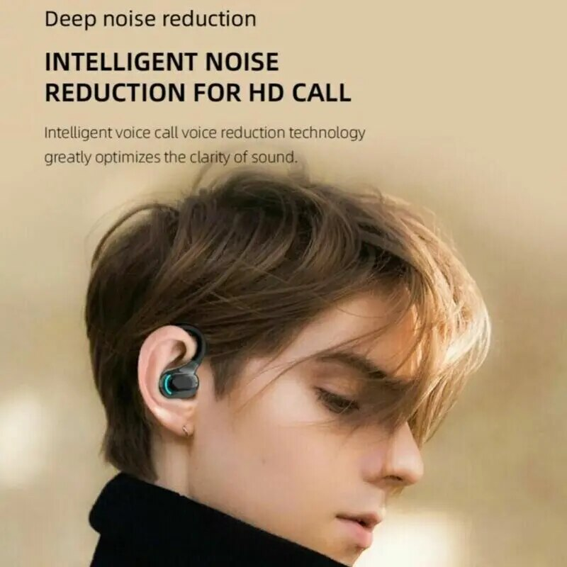 Bluetooth 5.2 Earphone Waterproof Wireless Headphones with Mic Mini Ear Hooks HiFi Stereo Music Earbuds for Phone Gaming_voghion.com