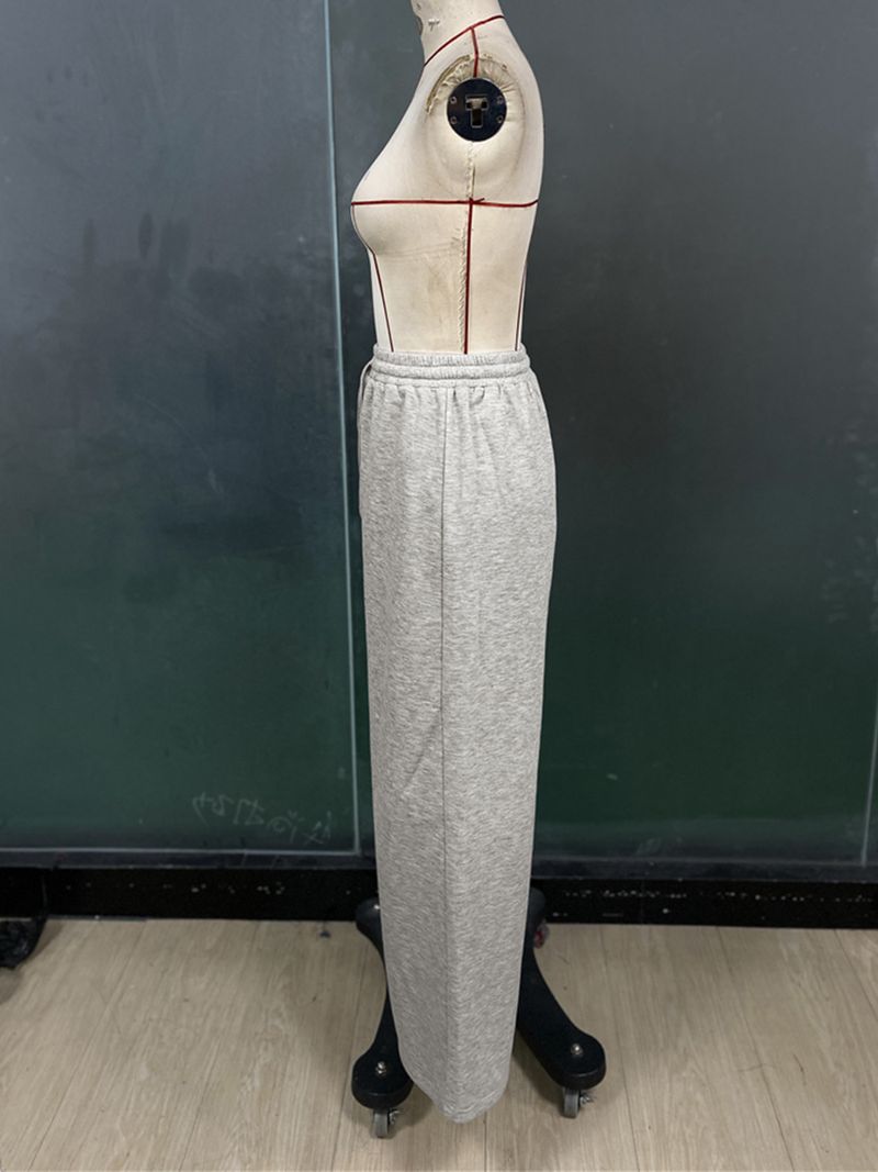 Women's Relaxed Straight Leg Pants With Drawstring Waist - Casual Elastic Waist Trousers For Everyday Comfort (Gray, S-XL)_voghion.com