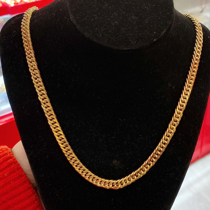 Collana cubana in ottone placcato oro, autentica moda, con catena laterale lunga, per coppie di uomini e donne, frusta per cavallo_voghion.com