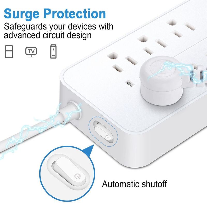 Travel-Specific American Standard US Canada Plug Socket Power Strip 8-Outlet Extension Cord For Overseas Regions_voghion.com
