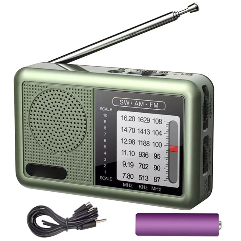 Mini FM Rechargeable Full Band Receiver With Earphone Jack DSP Radio 360 Degree Rotating Antenna For News Entertainment_voghion.com