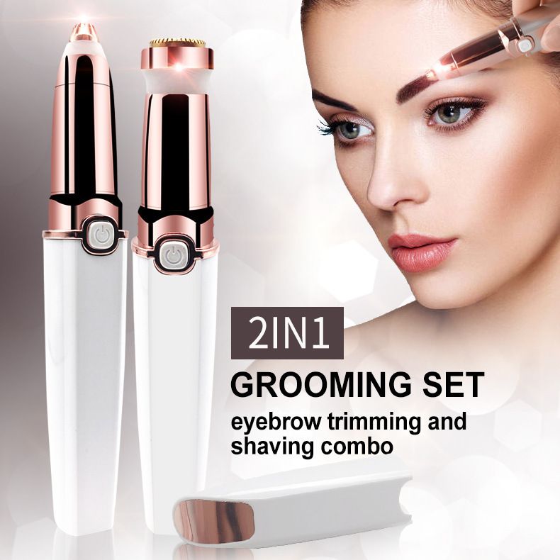 Nuovo rasoio elettrico per sopracciglia 2 in 1 per donna, mini rasoio per il viso e rifinitore per rossetto_voghion.com
