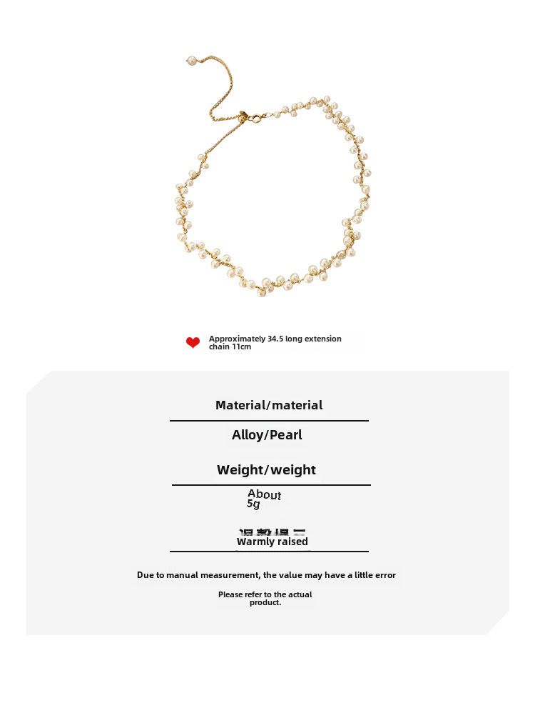 Collana girocollo con catena di perle corta coreana cyberpopolare, catena di clavicola, collana di moda con catena di perle di cristallo_voghion.com