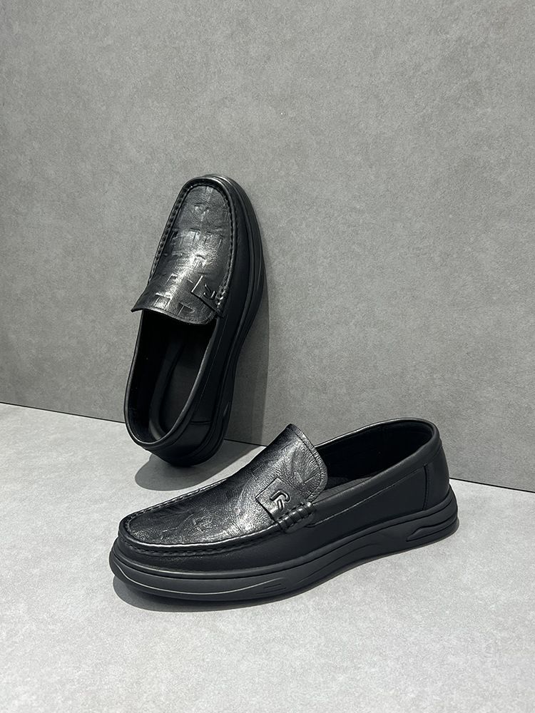 Men's Loafers Summer Breathable Genuine Comfortable Soft Sole Slip-On Business Casual Leather Shoes_voghion.com