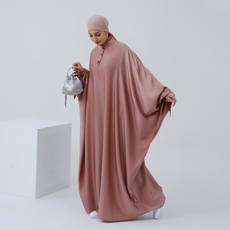 Damenbekleidung Langes Swing-Kleid in Volltonfarbe_voghion.com