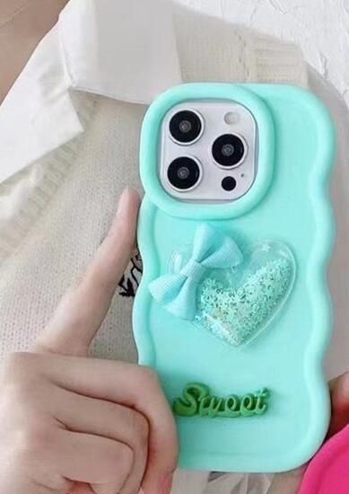 Quicksand Kalp Silikon Telefon Kılıfı iphone 15 14pro 11 12 13 14 15pro xs max XR 7 8 plus 15plus Candy Cover_voghion.com