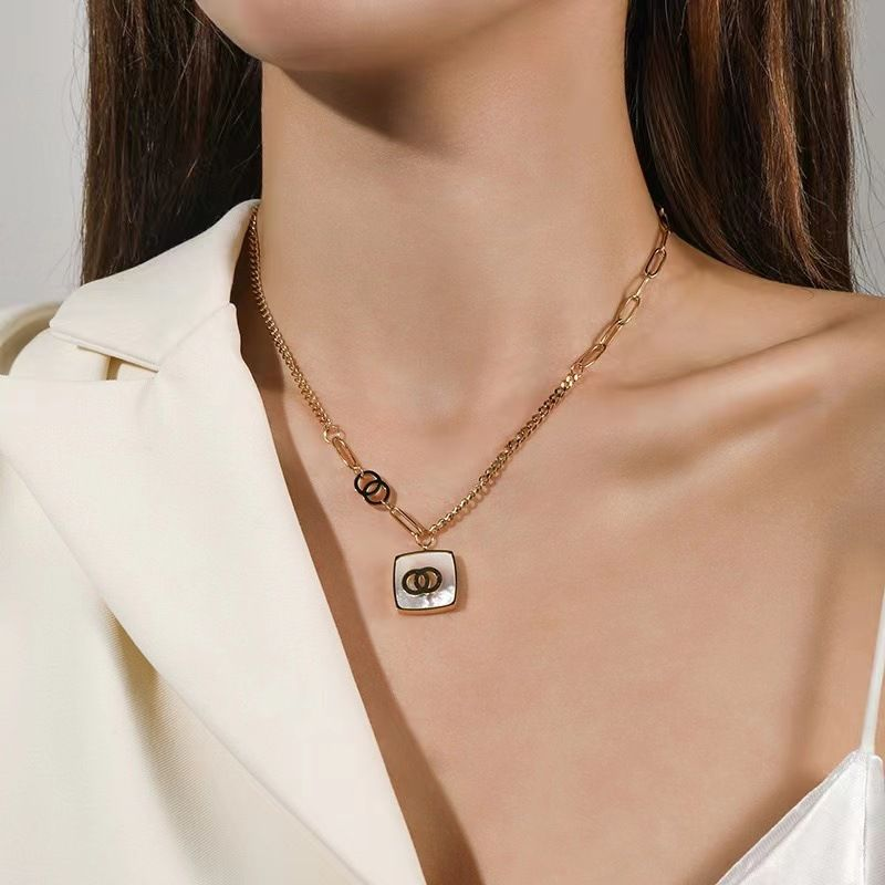 Geometric Titanium Steel Necklace, Temperat, Multi-layer Clavicle Chain, Simple Personality, Light , And Niche For_voghion.com