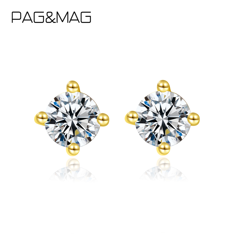 Mini brincos de pino de zircônia transparente para mulheres 14k ouro plantado Sterg Sier Fine_voghion.com