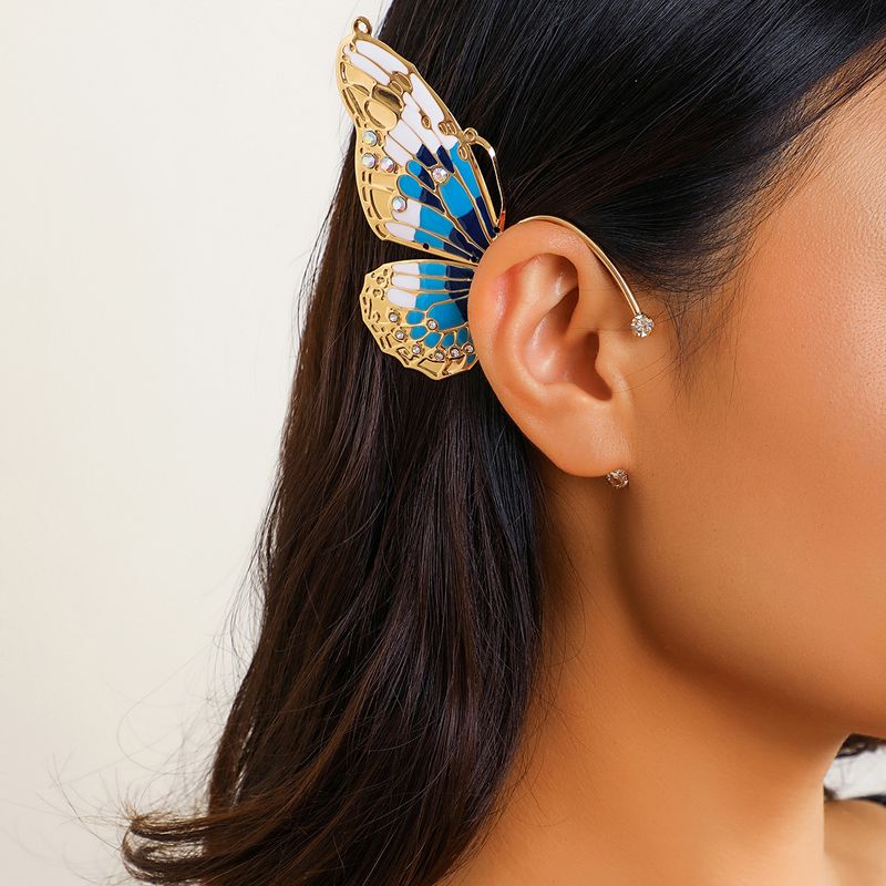 Gancio per elfo con gancio senza foro per orecchini a farfalla con ali di strass da donna, piccolo fermaglio per orecchio_voghion.com