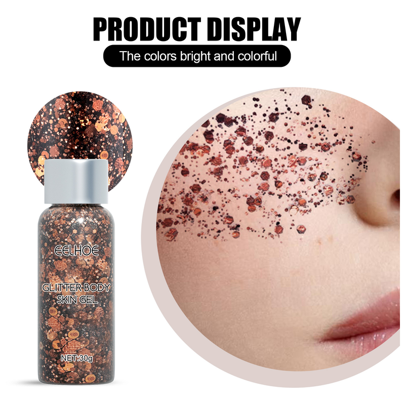 gel EELHOE sequin set makeup fish scale sequin gel glitter stage performance eye shadow makeup props_voghion.com