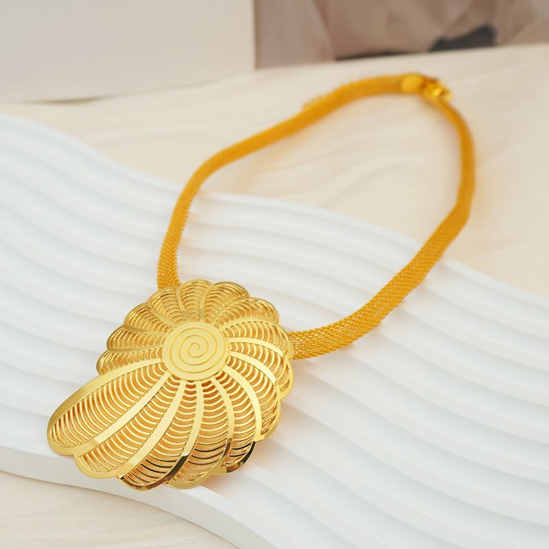 Set di gioielli di lusso Dubai con collana, orecchini e ciondolo da sposa dorati, regalo di nozze_voghion.com