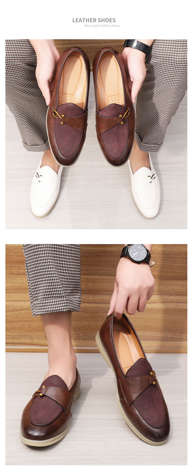 Mocassini tutto in uno per uomo scarpe in pelle a punta per uomo con scarpe a berretto_voghion.com