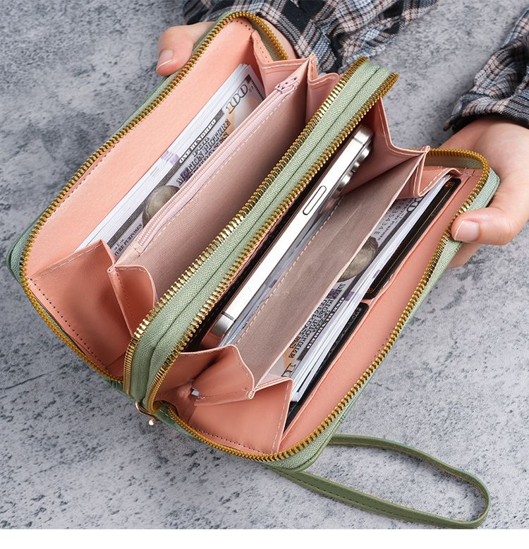 Women's Long Wallet, Double Zipper, Large Capacity Clutch Bag, Double Wallet, Mobile Phone Bag._voghion.com
