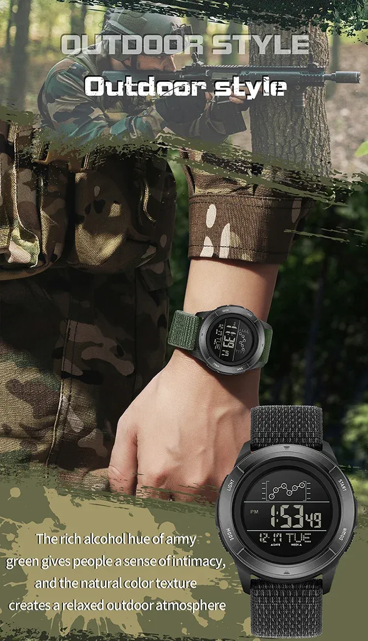 SANDA Military Sport Man Watch Nylon Strap LED Digital Display Multifunction Alarm Clock Countdown Waterproof Men's Wristwatch_voghion.com