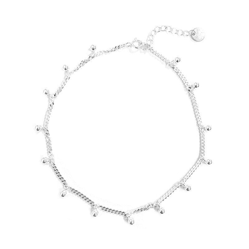 Yongya S Pure Silver Round Bead Anklet For Women, Simple And Elegant, Versatile, Brightening, Ins Style, Chic Jewelry_voghion.com
