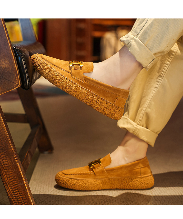 Scarpe casual da uomo Scarpe slip-on retrò britanniche Maniche in vera pelle Mocassini da guida traspiranti_voghion.com