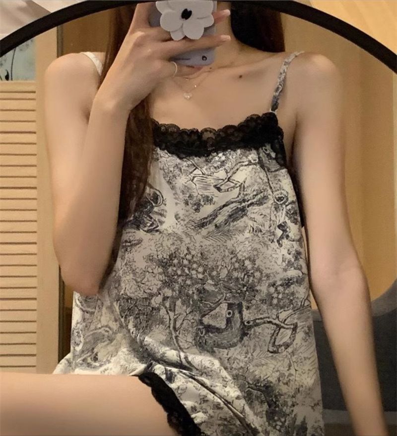 Summer New French Camisole Pajama Set, Large Size To Meet Needs, Gentle Style Meets Sexy Charm_voghion.com