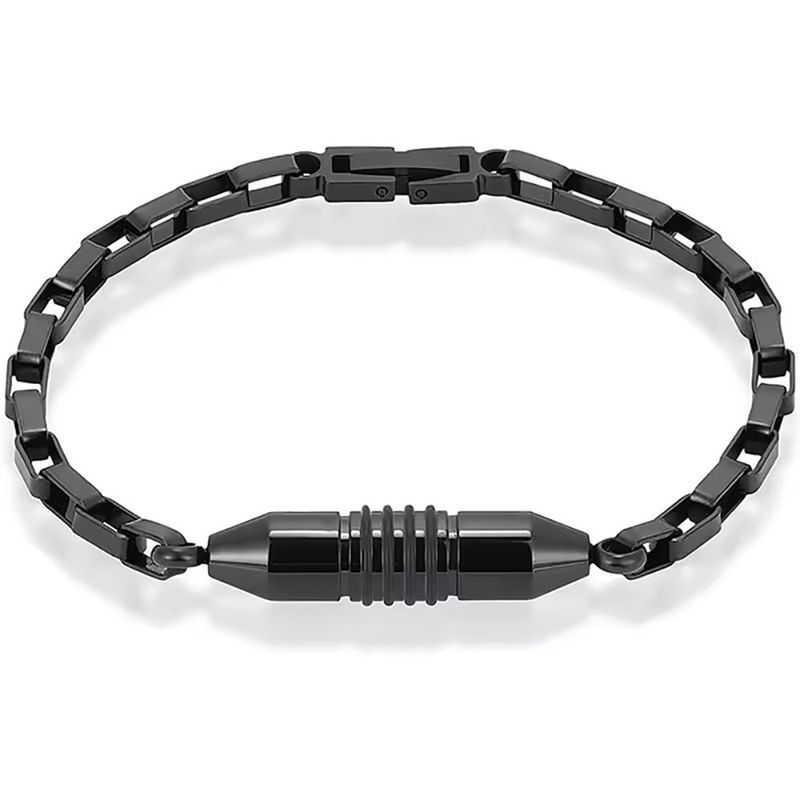 Bracciale a forma di proiettile in acciaio inossidabile di alta qualità, europeo e americano, apribile per capelli o ceneri, stile punk semplice da uomo_voghion.com