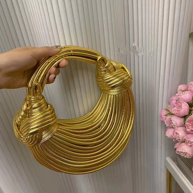 Handbags for Women 2023 New in Gold Luxury Designer Brand Handwoven Noodle Bags Rope Knotted Pulled Hobo Silver Evening Clutch_voghion.com