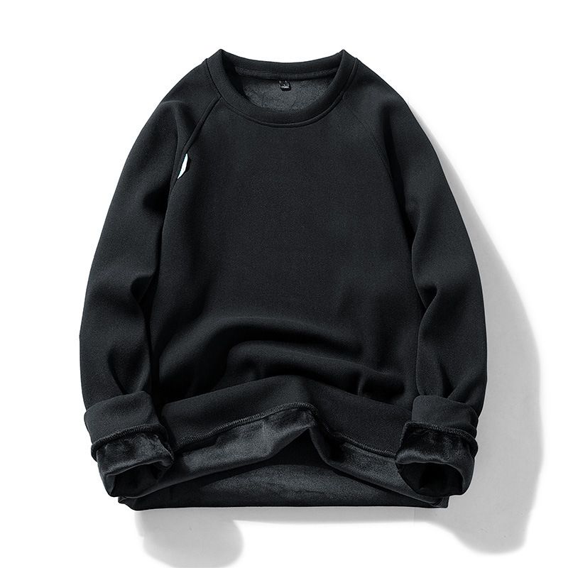 Homens de veludo no outono inverno, moletom com capuz de veludo alemão para esportes e lazer, camisa de base de cor sólida, top, masculino da moda_voghion.com
