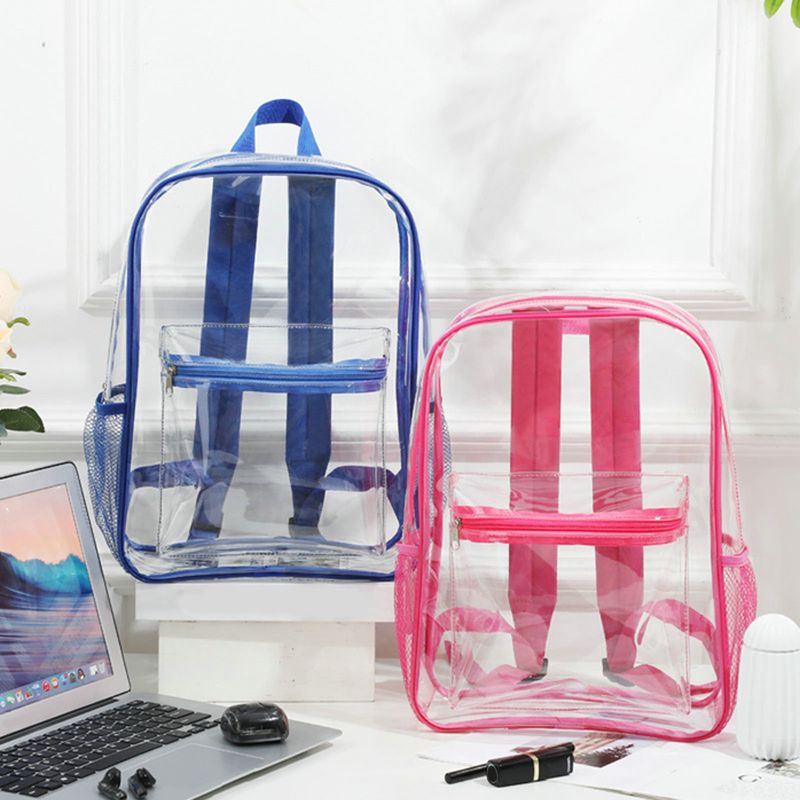 Lihao Donna Doppi spallacci Grande capacità Vedere attraverso Zaino da viaggio trasparente in PVC resistente all'usura_voghion.com