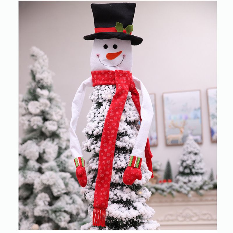 Christmas Festive Tree Topper Set - Santa Hat & Star Decorations For Holiday Decor (Medium Size Snowman & Deer Designs Fabric Material)_voghion.com