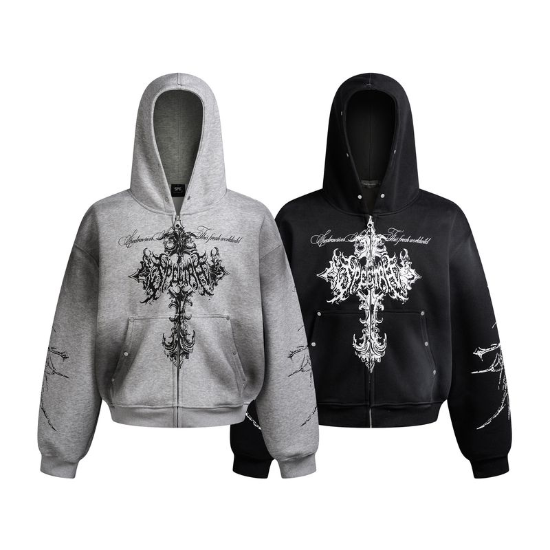 Męska odzież Jiayiku męska 2025 Wasteland Style Dirty Dye Cross bluza jesienno-zimowa Heavy American Street Hoodie męska_voghion.com