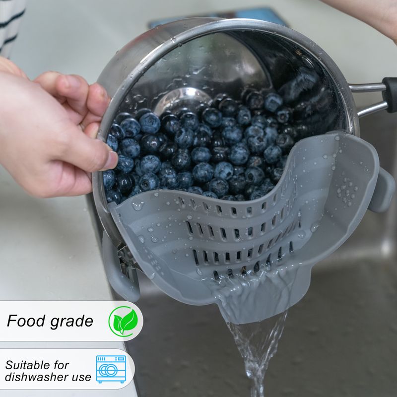 ABERZEY Clip-On Strainer For Pots & Pans Durable Plastic Colander For Pasta Meat Vegetables Fruits Easy Drainage Compact Design_voghion.com