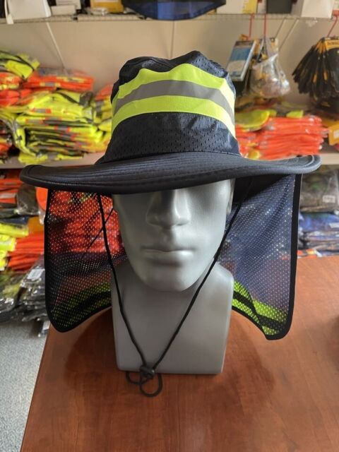 Hi Vis Reflective Work Safety Neck Flap Boonie Hat Bucket Hat_voghion.com
