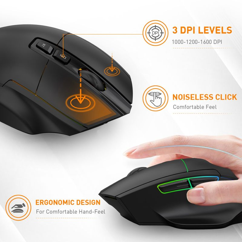 X11 Wireless Noiseless Sensitive Ergonomic Bluetooth-compatible Three Mode Driver-free Type-C Mouse for Notebook_voghion.com